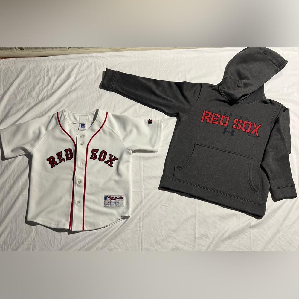 Boston Red Sox jersey/UA Red Sox hoodie-size 7/8 (boys)